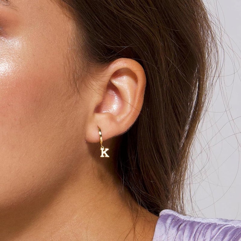 IEFWELL Earring for Teen Girls - Initial Hoop Earrings, Hypoallergenic Small 14K Gold Plated Huggie Hoop Earring, Dangle Earrings for Women Girls Jewelry Gifts for Women Mom - Image 5
